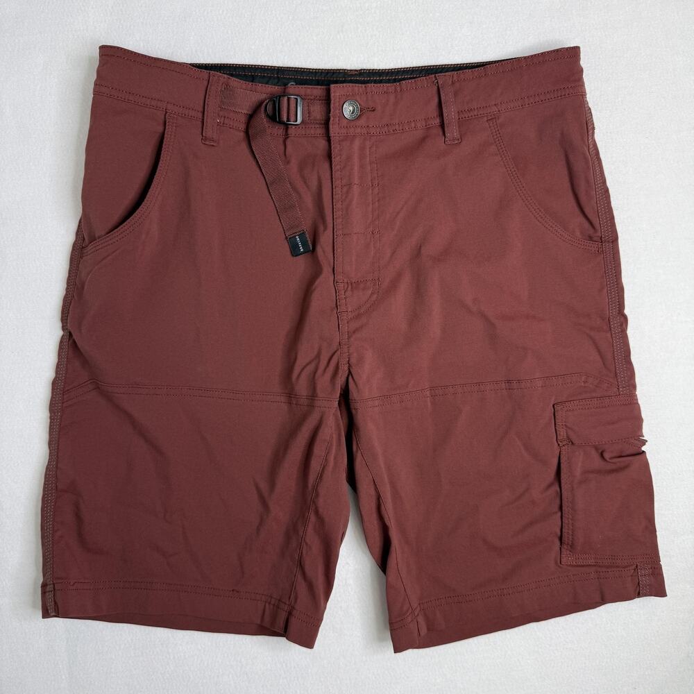 PrAna Shorts Mens 34 Brown Cargo 10" Belted Adjustable Waist Outdoor Hiking